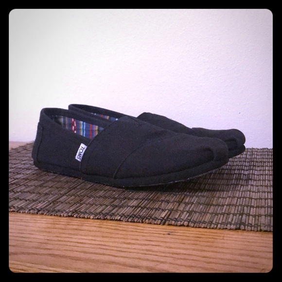 black on black toms slip ons size 9 - Picture 1 of 5